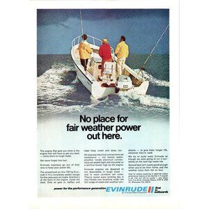 1971 Evinrude Outboard Motors 100hp Motor Vintage Print Ad Fishing Boat Wall Art
